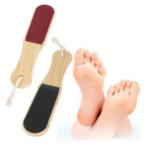 Best 2 Sided Dead Skin Remover Foot File/Scrubber With Wooden Handle - Cream