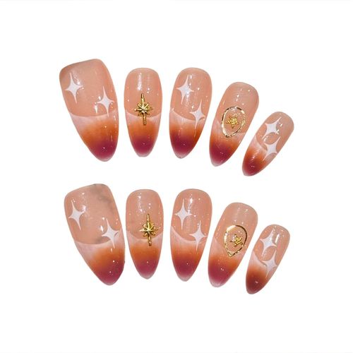 Gentle Pink Fake Nails with Blush Tip Resin Material Zero Pressure on Nail Bed for Daily and Parties Wearing,M NO5148