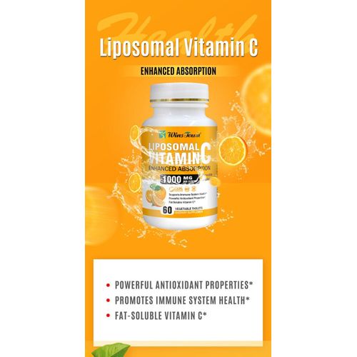 Wins Town Liposomal Vitamin C 1000mg Enhanced Absorption Antioxidant Health Supports Clear Skin Immune System Health 60 Count