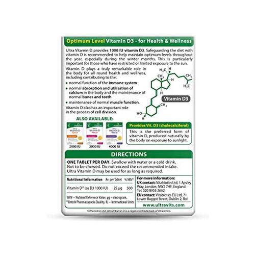Vitabiotics Ultra Vitamin D 1000IU Optimum Level 96 Tablets