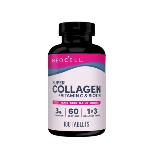 Neocell Genuine USA Super Collagen With Vitamin C and Biotin, Skin, Hair and Nails Supplement, Includes Antioxidants, Tablet, 180 Tablets, 1 Bottle