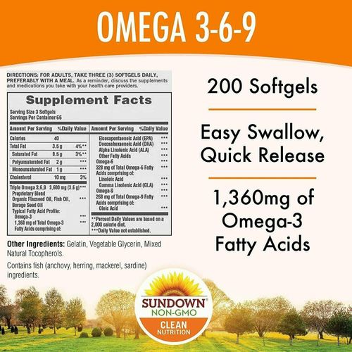 Triple Omega 3-6-9, Supports Heart Health, 200 soft gels