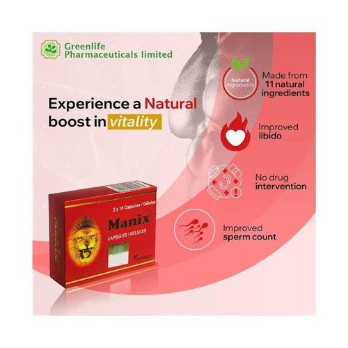 Manix Supplement Men Reproductive Health Reduces Stress, Depression Elevates Moods And Improves Sperm Mobility 20 Caps