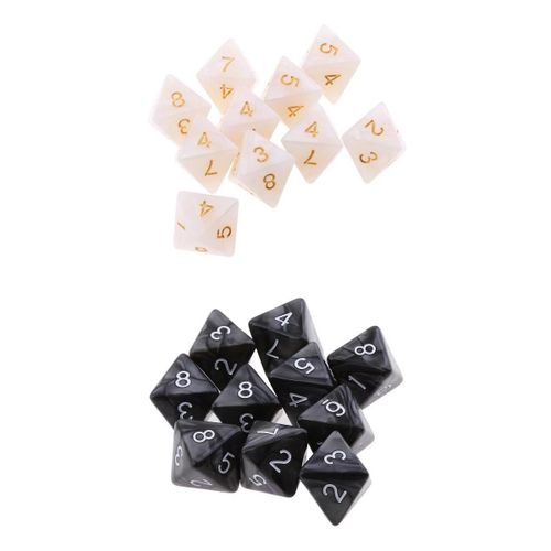 20pcs 8 Sided Dice D8 Polyhedral Dice For  Black & White