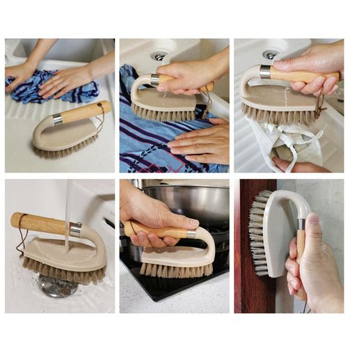 2 Multifunctional Household Cleaning Brush Wooden Handle