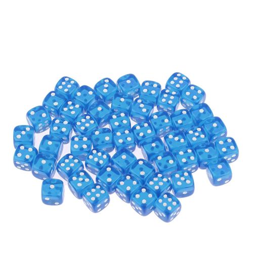 50Pieces 12mm Blue Dices High Quality Acrylic Material In Blue