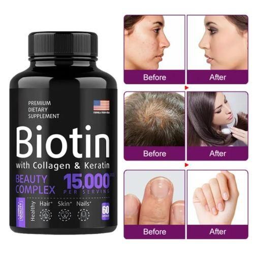 Biotin & Collagen Keratin 15,000mcg Beauty Supplement for Hair, Skin, and Nail Care
