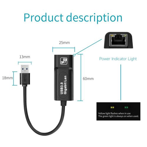 Portable Network Card Converter USB3.0 to RJ45 Gigabit Network Card Adapter High-speed Transmission Wide Compatibility NO5137