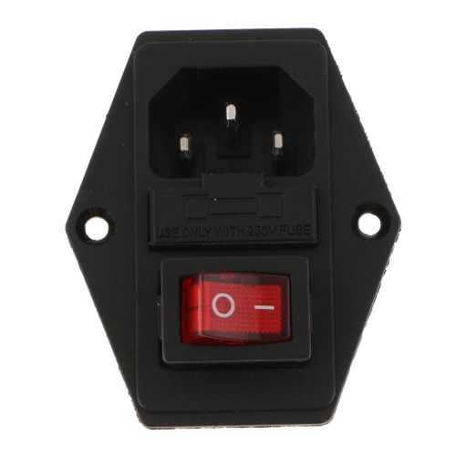 3 Pin IEC320 C14 Inlet Module Plug Fuse Switch Male Power