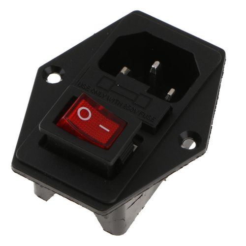 3 Pin IEC320 C14 Inlet Module Plug Fuse Switch Male Power
