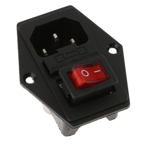3 Pin IEC320 C14 Inlet Module Plug Fuse Switch Male Power