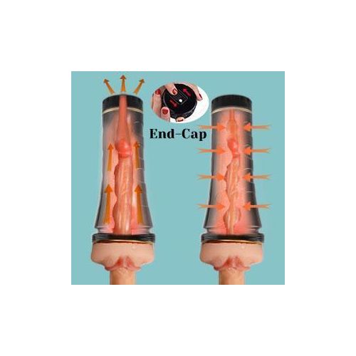 Pocket Pussy Flesh Light Male Masturbators- Black Realistic Textured Pocket Vagina.