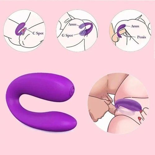 Women Vagina Clitoris Stimulate G-Spot U Type Vibrator - Pink
