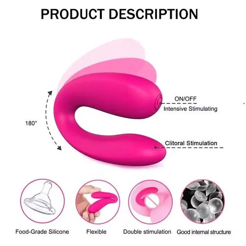 Women Vagina Clitoris Stimulate G-Spot U Type Vibrator - Pink