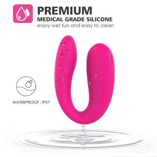 Women Vagina Clitoris Stimulate G-Spot U Type Vibrator - Pink