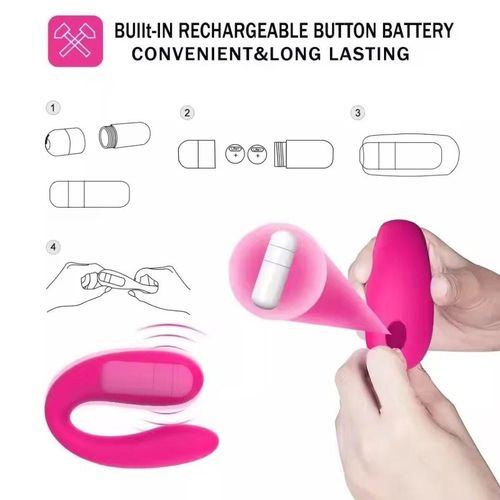 Women Vagina Clitoris Stimulate G-Spot U Type Vibrator - Pink