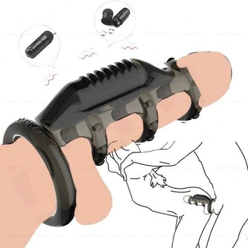 Erotic Bdsm Penis Ring Vibrator For Men Cock Delay Ejaculation - Black