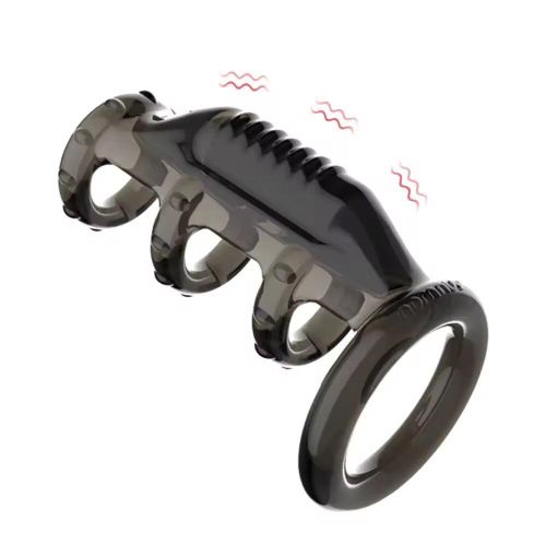 Erotic Bdsm Penis Ring Vibrator For Men Cock Delay Ejaculation - Black