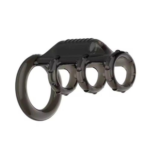 Erotic Bdsm Penis Ring Vibrator For Men Cock Delay Ejaculation - Black