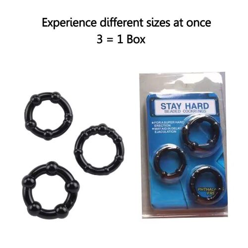 3Pcs Silicone Cock Ring Delay Ejaculation Tricolor Penis Rings - Black