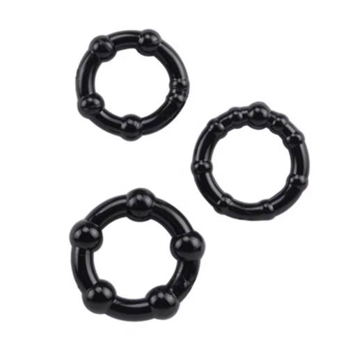 3Pcs Silicone Cock Ring Delay Ejaculation Tricolor Penis Rings - Black