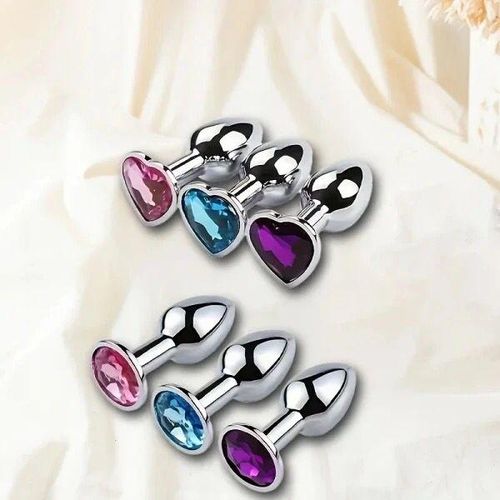 1PC Luxury Metal Butt Toys Heart Shaped Anal Trainer - Silver