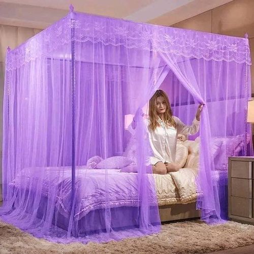 Mosquito Net With 4 Stainless Steel Stands & 3 Doors Design Bed Net S1 PURPLE