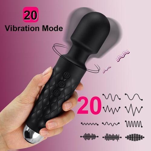 AV Magic Wand Adjustable Speed Clitoris Stimulator Vibrator 20 Modes - Black