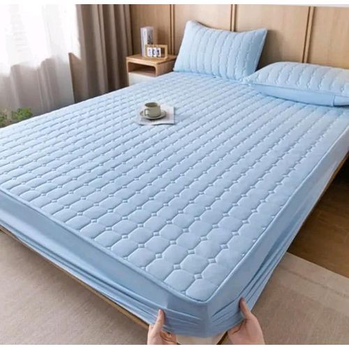 Waterproof matress protector full-fitted cover light blue