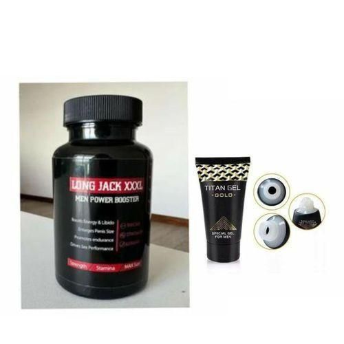 Enhancement Long Jack XXXL Men's Suprement 30Capsules & Titan Gel Gold