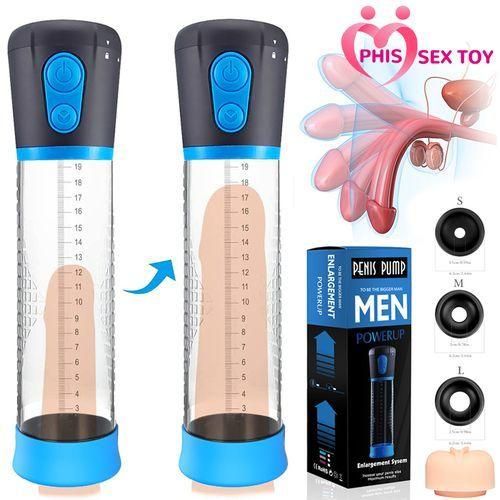 Male Electric Penis Pump Automatic Male Penis Pump 3 Rings With 1 Artificial Pussy - Blue- Blue