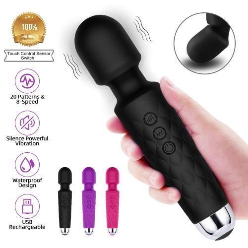 AV Magic Wand Adjustable Speed Clitoris Stimulat0r G-Sp0t Vibrator 20 Modes - Black