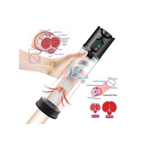 Automatic Penis Extender Vacuum Pump USB Rechargeable For Men Quicker Results - Black