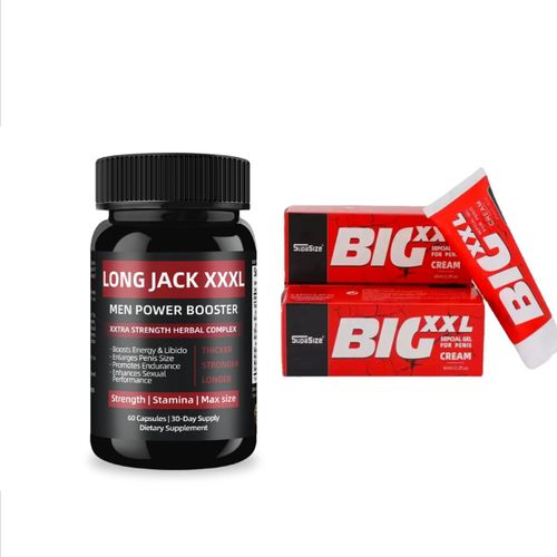 Penis Enlargement Enhancement Long Jack XXXL Men's Suprement 30Capsules & XXL Cream 65mls