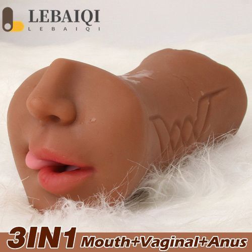 SEXTOYS 3 In 1 Silicone Doll Female Vagina Anus Realistic Doll Male Masturbation Cup - Brown