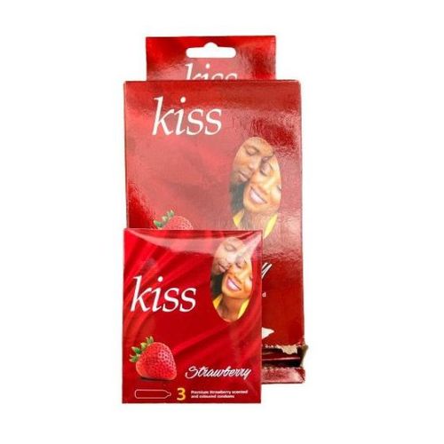 Kiss Condoms 72 Pieces Scented Aroma Romantic Strawberry Condoms 72 Pieces In A Box