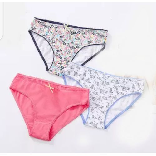 3Pc Lady Pure Cotton Panties-Multi Design and Colours