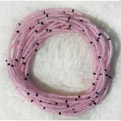 Glass Waist Beads (36-40cm) - Baby Pink, Black