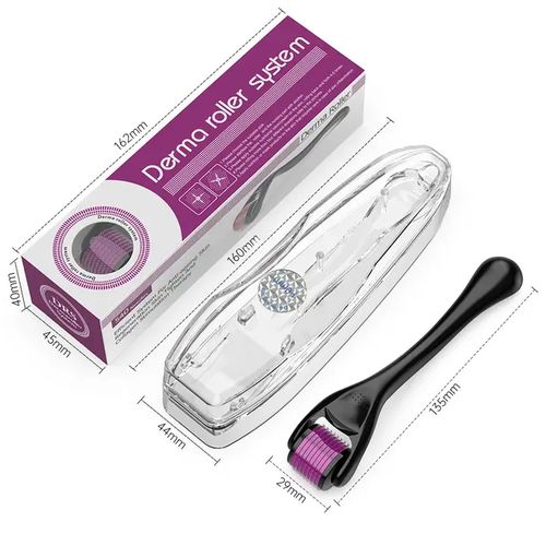 Derma Roller Microneedling Roller for Face, Beard Growth - Includes Free Storage Case (1-Pack), Brighten,Rejuvenating,Smoothening, Unisex- Purple