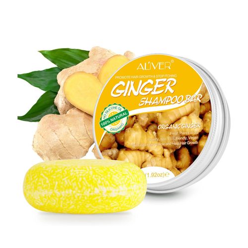 Ginger Hair Shampoo Bar Anti Dandruff Soap Bar for Itchy Scalp Dry Hair Growth, Sulfate Free