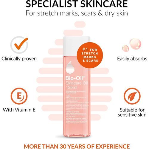 Bio Oil Skincare Oil - Improve The Appearance Of Scars, Stretch Marks And Skin Tone, 125ml (UK Origin)