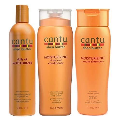 Cantu Set Of Daily Oil Moisrurizer 384ml, Moistuzing Cream Shampoo & Rinsing Cream Conditioner, 400ml