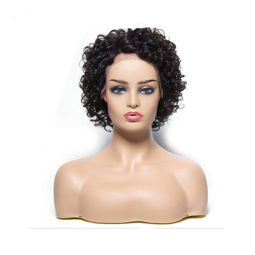 Brazilian Hair Short Cut Curly Lace Wig,Natural Black