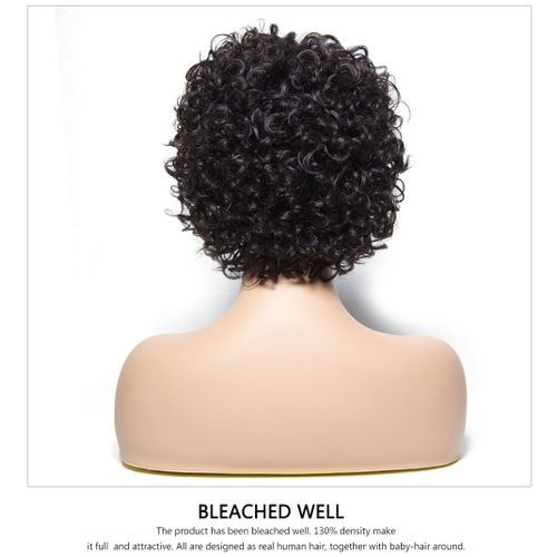 Brazilian Hair Short Cut Curly Lace Wig,Natural Black