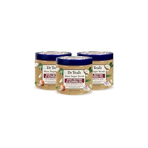 Dr Teal's Shea Sugar Body Scrub, Shea Butter with Almond Oil & Essential Oils,