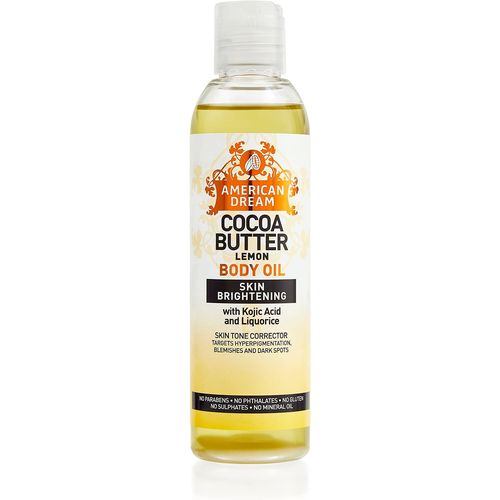 American Dream Cocoa Butter Body Oil Lemon With Kojic Acid & Liquorice  Skin Brightening 200ml