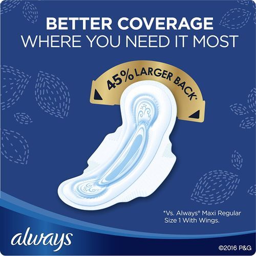 Always Maxi Feminine Pads with Wings, Size 4, Unscented, 48 Count (US)