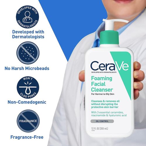 Cerave Foaming Facial Cleanser Daily Face Wash for Oily Skin -473ml