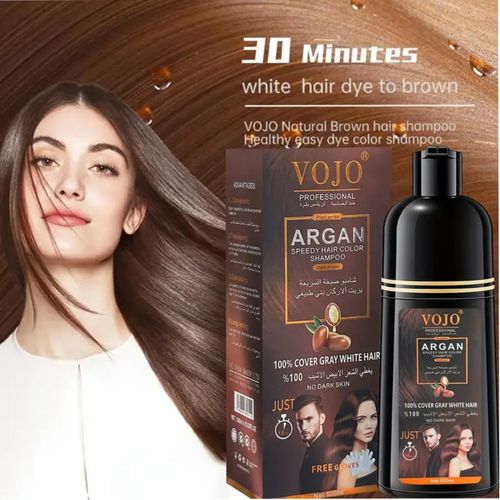 Vojo Black Hair Dye Shampoo For Gray Hair, 100% Grey Coverage, Herbal Ingredients