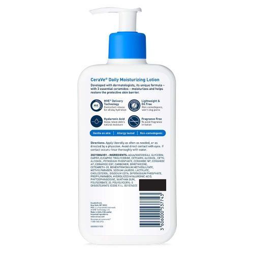 Cerave Daily Moisturizing Face & Body Lotion for Dry Skin With Hyaluronic Acid 12 Oz